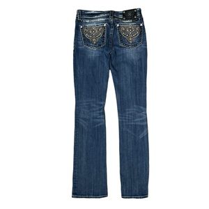 * Y2K Miss Me Jeans Size 29 Bootcut Embellished Pocket Rhinestone Bling